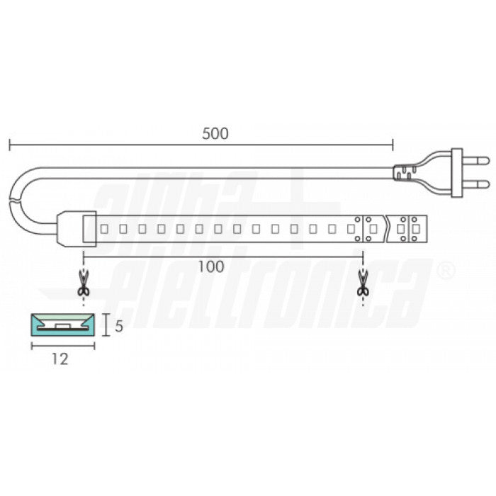 STRISCIA LED 140 Led/m 2835 - 230Vac - 19W/m - Bianco naturale - 5m