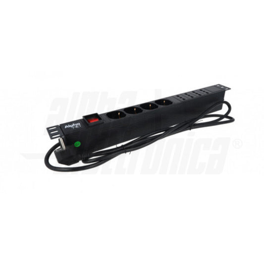 MULTIPRESA PER RACK 19" 4 prese Universali Italia P40 e 4 bipasso 10-16A - Cavo 2m - Spina tedesca - Nera - 1U