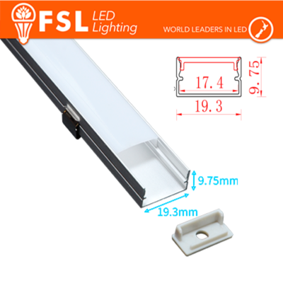 KIT PROFILO ALLUMINIO 6063 - U - SILVER - cover opale - 2m - 9,5*19,5