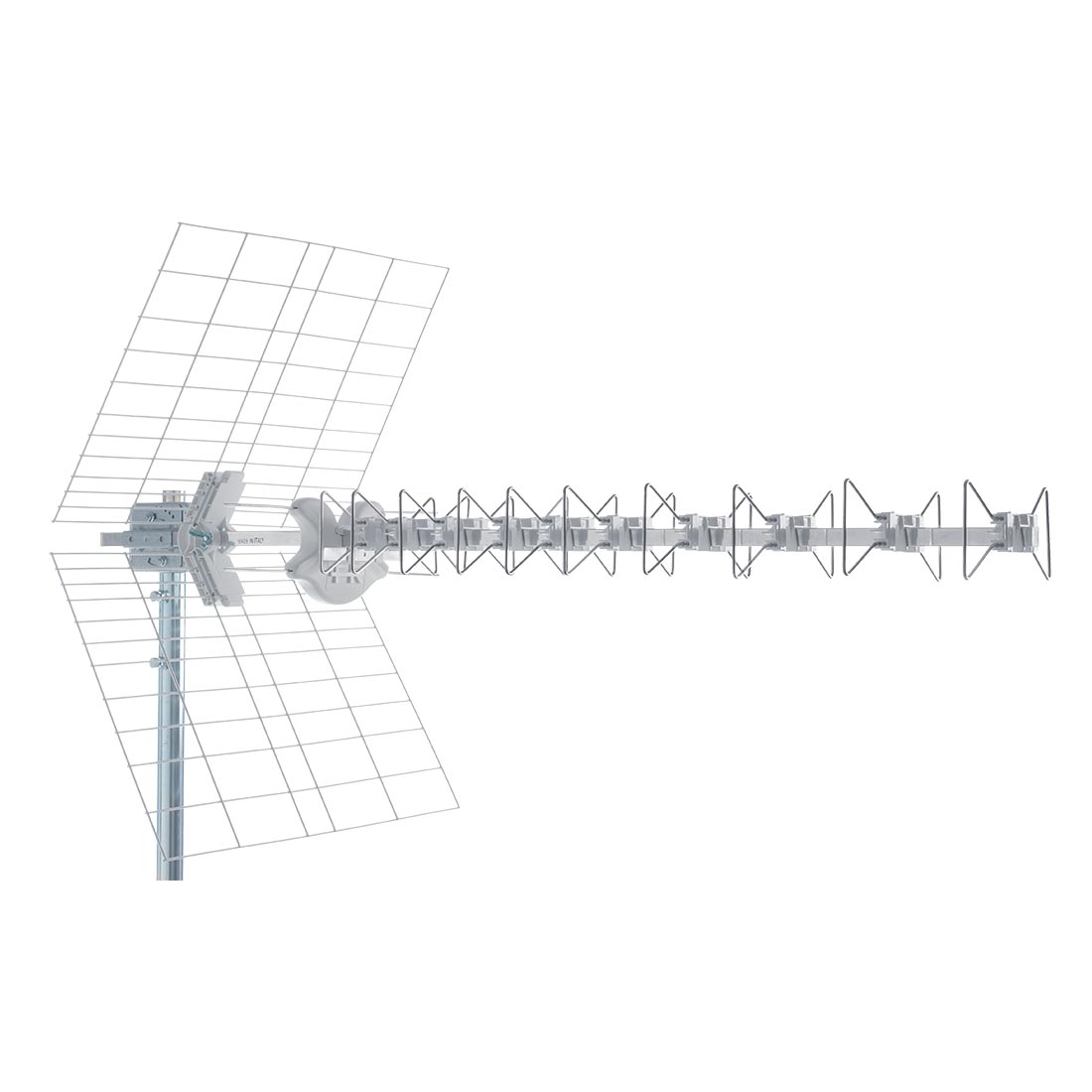 ANTENNA BICONICA A 10 ELEMENTI DI BANDA UHF con connettore F, filtro 5G e 4G LTE e riflettore a griglia