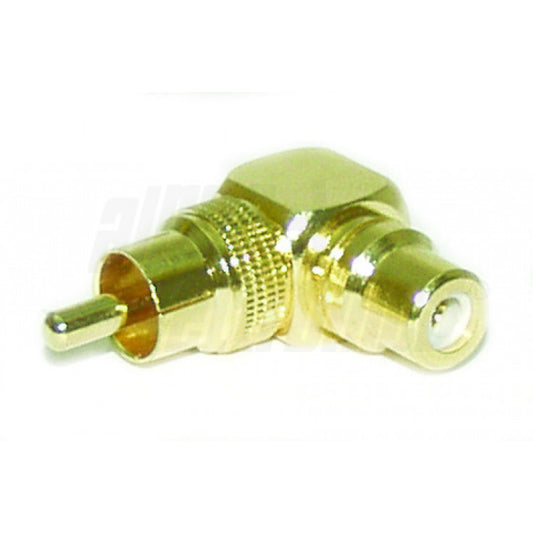 RACCORDO SPINA RCA/PRESA RCA  90° METALLO GOLD