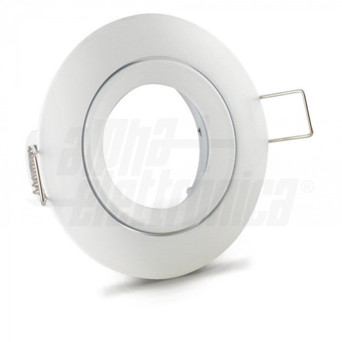 SUPPORTO BIANCO PER LAMPADA LED - GHIERA ORIENTABILE - DIAM. 83mm - ATTACCO NON INCLUSO