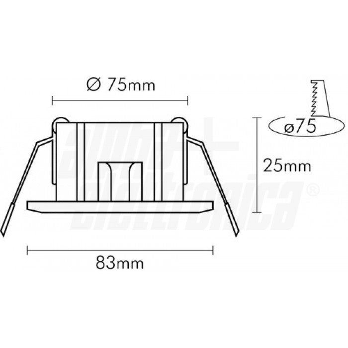 SUPPORTO LUCIDO PER LAMPADA LED - GHIERA ORIENTABILE-83x83mm - ATTACCO NON INCLUSO