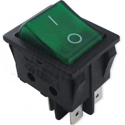 INTERRUTTORE - VEERDE - 2P - DPST - ON/OFF - 15A@250V - 4 term. faston 6,3