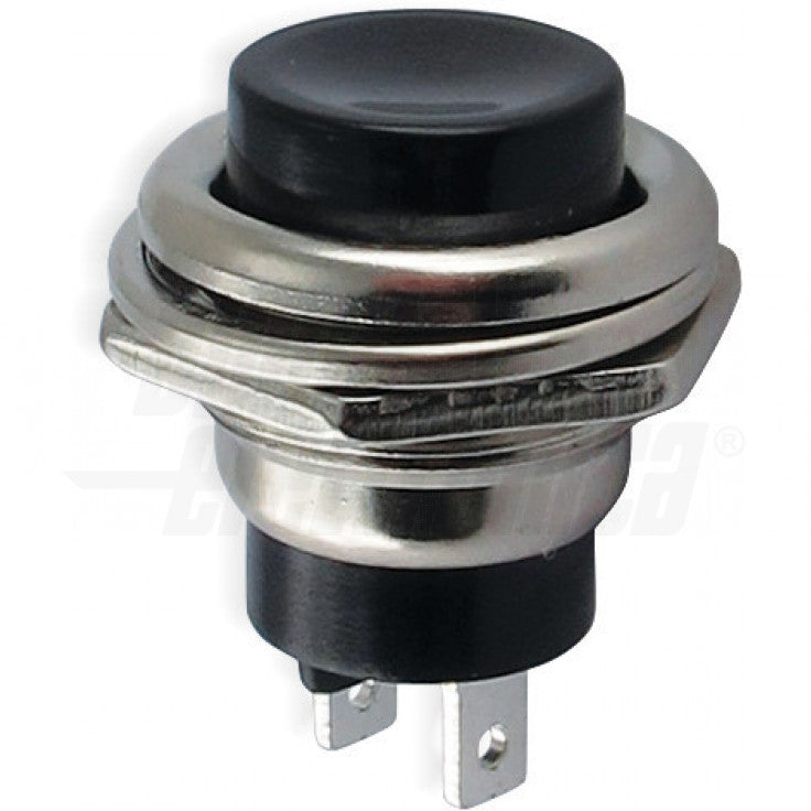 PULSANTE NERO MOMENTANEO 1P (on)/-/off  - N.A. - 2A@250Vac - 2 TERM.A SALDARE