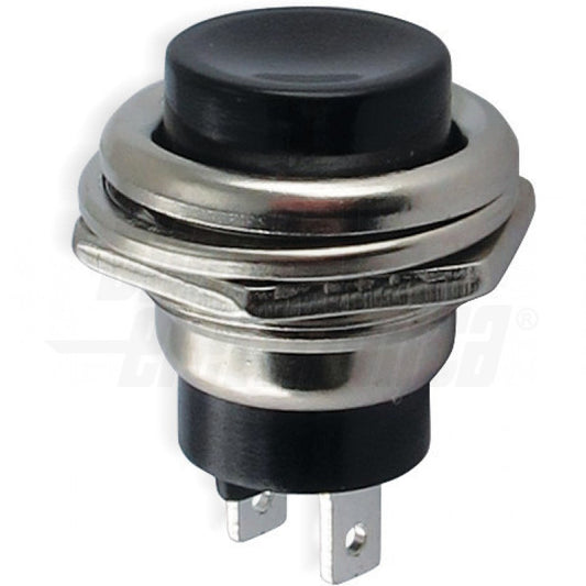 PULSANTE NERO MOMENTANEO 1P (on)/-/off  - N.A. - 2A@250Vac - 2 TERM.A SALDARE