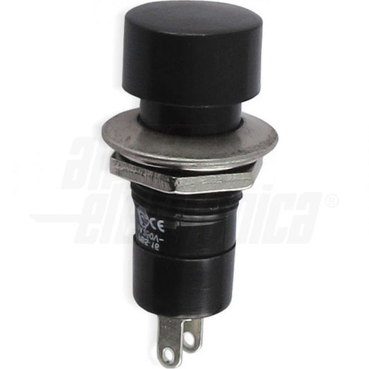 PULSANTE NERO - 1P - SPST - OFF/(ON) - N.A. - 1A@250Vac - 2 TERM. SALDARE