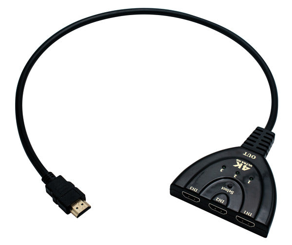 SWITCH CON CAVO HDMI 3 IN, 1 OUT, 4K X 2K @30HZ SUPPORTO 3D