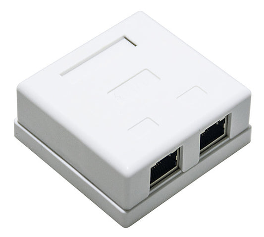 PRESA DI COLLEGAMENTO RETE A 2 INGRESSI RJ45 8P/8C DA PARETE PER CAVO STP e FTP CAT6