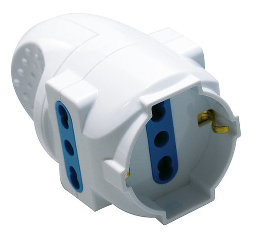 MULTIPRESA 1PR.SCHUKO/BIPASSO+2PR.BIVALENTI, SENZA CAVO, 3500W, BIANCA