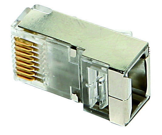 SPINA PLUG RJ45 Schermata 8P/8C PER CAVO FTP CAT5 FILI RIGIDI
