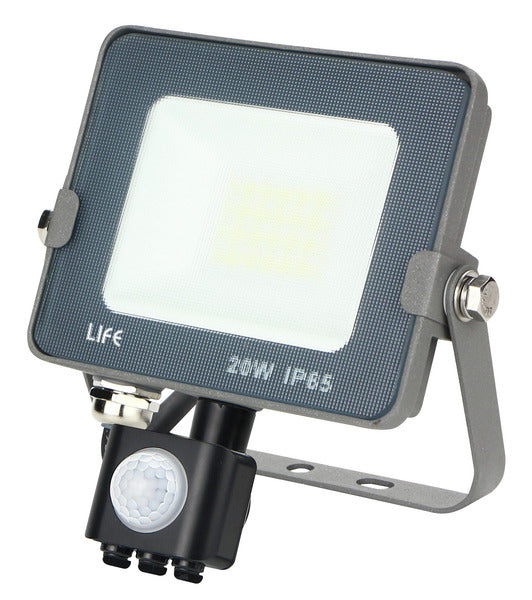 FARETTO IP65 CON SENSORE IP65, Serie FA4, LED SMD, 20W, 110°, 4000K, LM1800, CRI80, 111x163x54mm