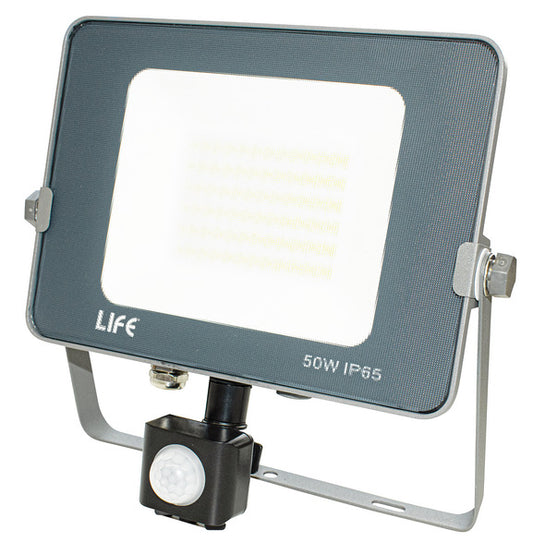 FARETTO IP65 CON SENSORE IP65, Serie FA4, LED SMD, 50W, 110°, 4000K, LM5000, 201x221x57mm