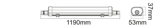 PLAFONIERA A LED LINEARE serie PF10, IP65, 30W, 180°, 4000K, LM3300, CRI80, Misure 1190x53x37mm