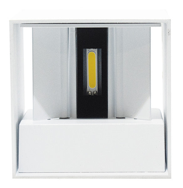 APPLIQUE a LED CUBO, IP65, 220Vac, 6W, LUCE 3000K, 500LM,CRI80, 100x100mm,Alluminio Bianco