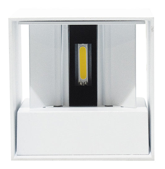 APPLIQUE a LED CUBO, IP65, 220Vac, 6W, LUCE 3000K, 500LM,CRI80, 100x100mm,Alluminio Bianco