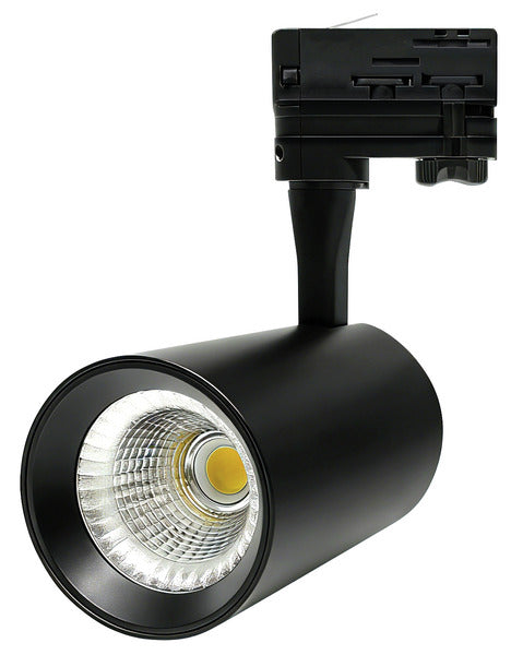 PROIETTORE LED PER BINARIO 4 CONTATTI 230V (3L+N), 30W, 48°, 3000K/4000K/6500K, LM2570, CRI80, Colore Nero, 88x150mm