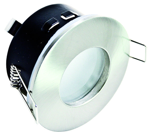 SUPPORTO ROTONDO IP65 PER LAMPADE LED MR16 e PAR16, ACCIAIO SATINATO