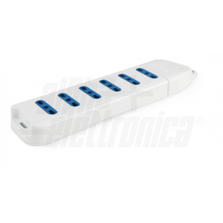 MULTIPRESA CON 6 PRESE ITALIA BIPASSO 10-16A BIANCA
