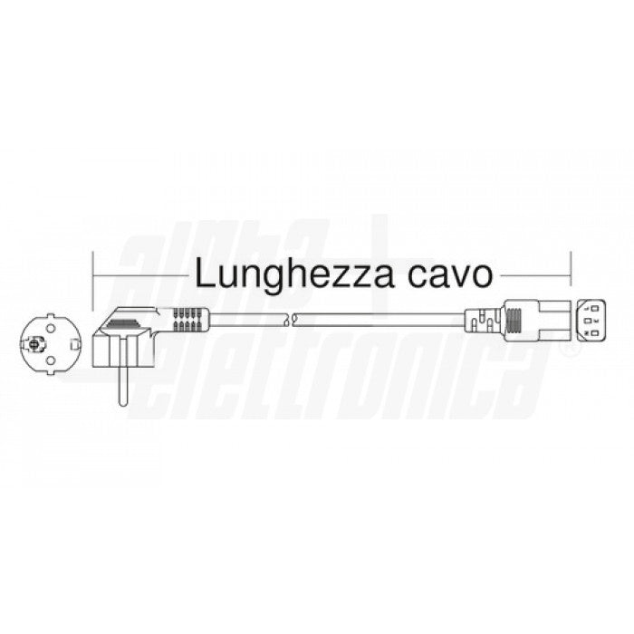 CAVO DA SPINA TEDESCA 90° a Presa IEC320 C13 - 1,5m