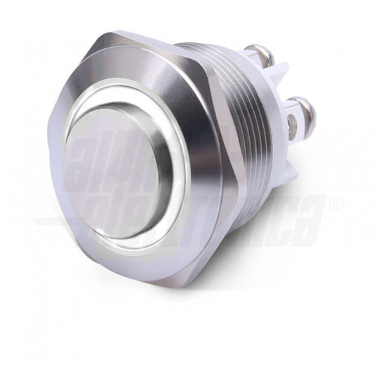 PULSANTE MOMENTANEO ANTIVANDALO ø16mm LUMINOSO BIANCO, 24V, 1P, SPST, OFF/(ON) - N.A. - 3 TERM.A VITE