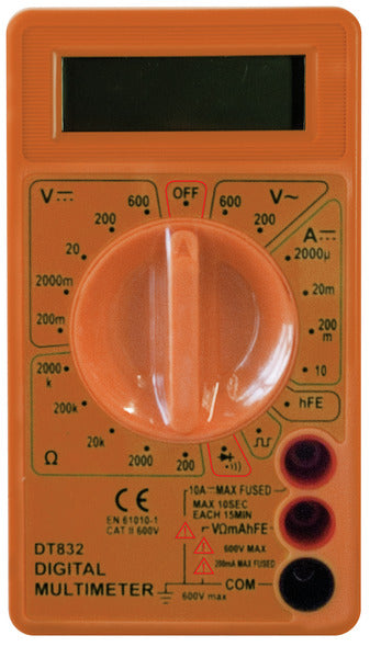 MULTIMETRO TESTER DIGITALE 10A CON BUZZER, DISPLAY LCD H.12mm, CIFRE 3 e 1/2, BLISTER