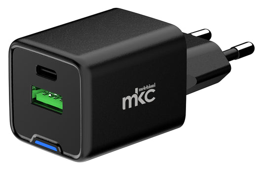 CARICATORE USB GAN 20W PD 1 USB-C + 1 USB-A NERO
