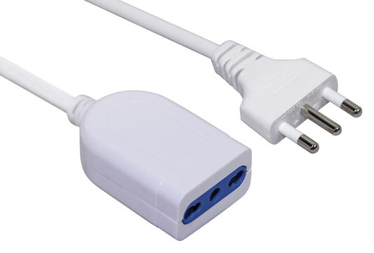 PROLUNGA LIN. SP.16A - PR.BIPASSO, CAVO 5mt, SEZIONE 3x1,00mm², 3500W, colore BIANCA