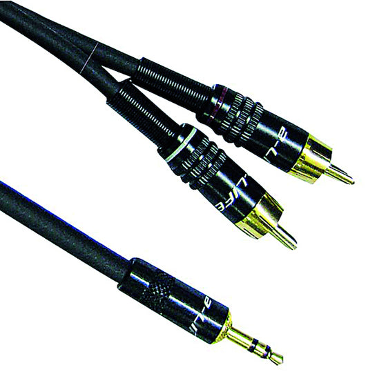 CAVETTO a-LIFE SP. STEREO 3,5mm - 2 SP. RCA, 1,5m, D.5.0mm, NERO, CONTATTI DORATI