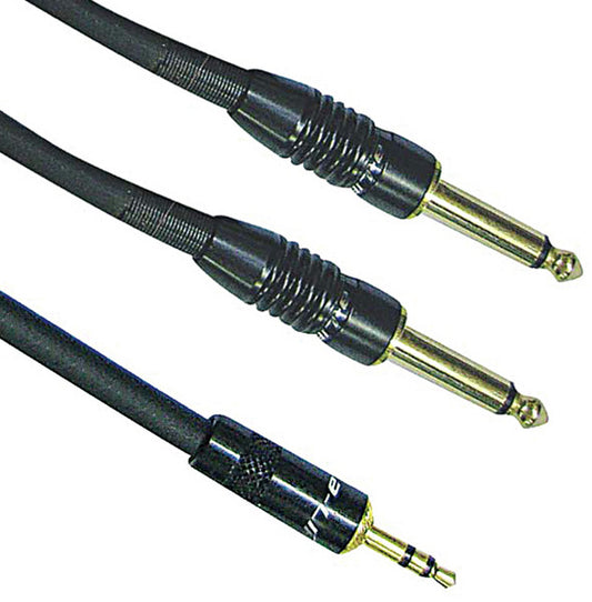 CAVETTO a-LIFE SP. STEREO 3,5mm - 2 SP. MONO 6,3, 1,8m, D.5.0mm, NERO, CONTATTI DORATI