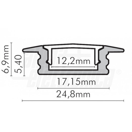 PROFILO DA INCASSO CON COPERTURA IN PC OPAC 2METRI + ACCESSORI