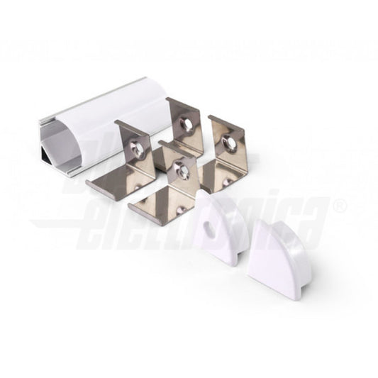 PROFILO DI ALLUMINIO CON COPERTURA IN PC OPACO TONDA 2 METRI + ACCESSORI