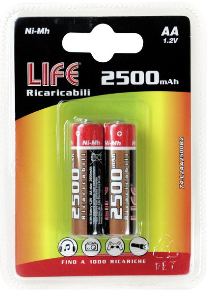 BATTERIA NI-MH AA 2500mAh BL.2 LIFE PREZZO PER BLISTER