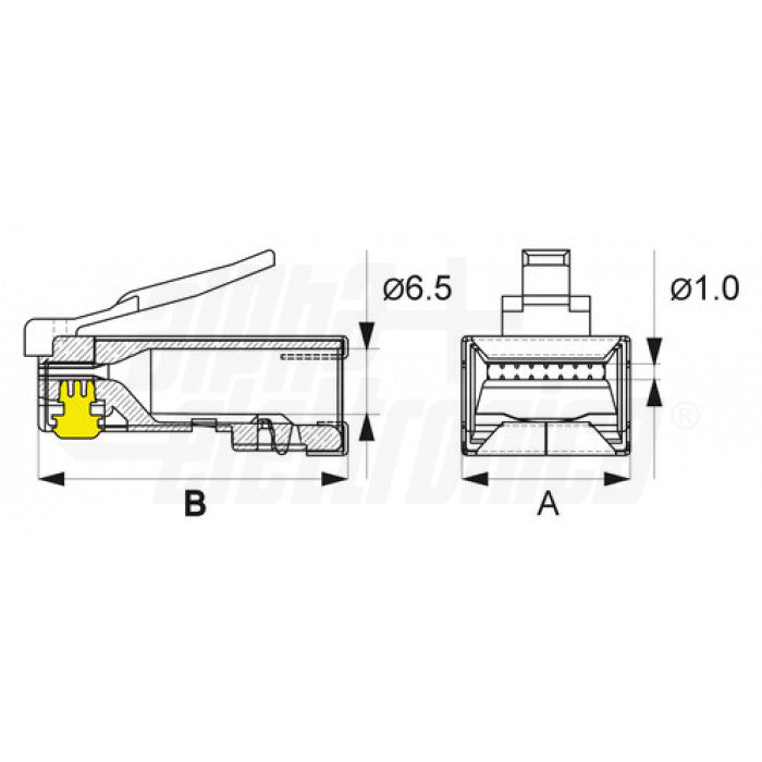 SPINA RJ45 8P8C Cat.6 FTP AWG24-26 Passante - Contatti dorati