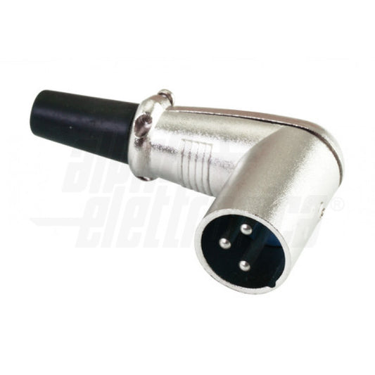 SPINA XLR a 90° CON MANICOTTO SERRACAVO IN GOMMA - 3 poli