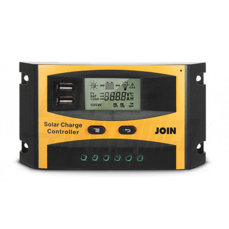 REGOLATORE DI RICARICA PWM 12/24Vdc 20A con 2 porte USB