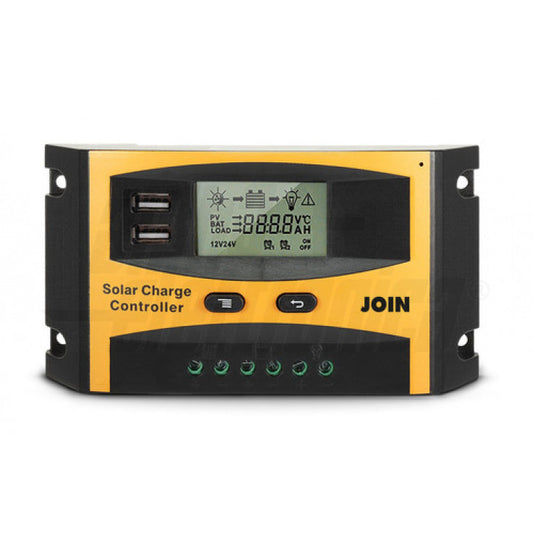 REGOLATORE DI RICARICA PWM 12/24Vdc 20A con 2 porte USB