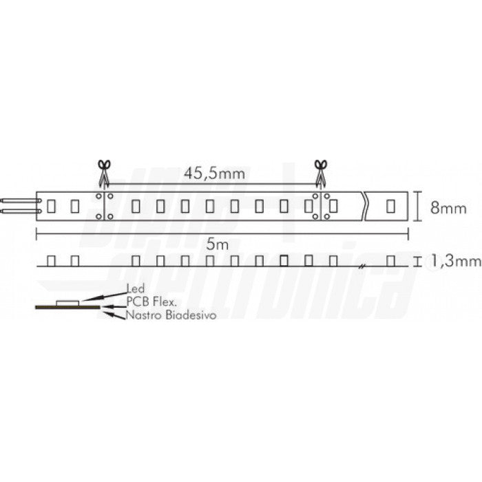 STRISCIA LED SOLDERLESS 176 Led/m 2835 0,2W - 24Vdc - 14,4W/m - BIANCO NATURALE