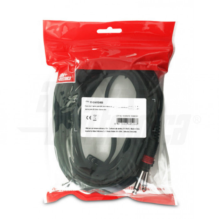 CAVO DA 2 SPINE JACK DIAM.6,3 mm MONO A SPINA JACK DIAM.3,5mm STEREO 6mt
