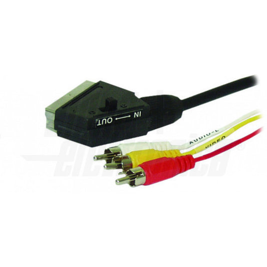 CAVO DA SPINA SCART A SPINA RCA Video, 2 spine RCA Audio - 1,5m