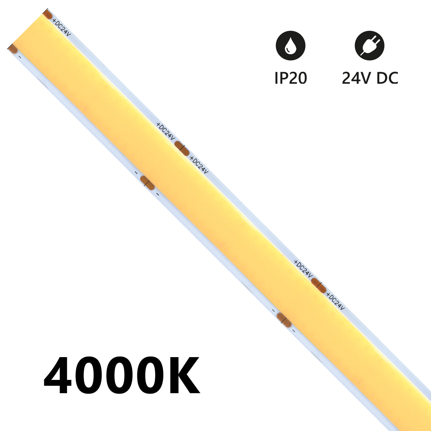 LED COB SURFACE IP20 5m 4000K 24V 25W/m 2750lm/m
