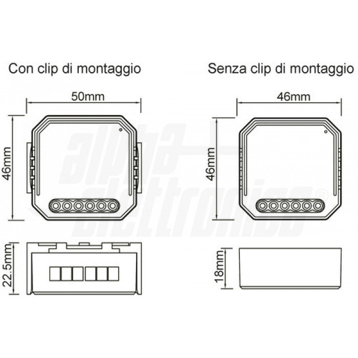 DIMMER ALPHA Smart taglio di fase 220-240Vac per lampade LED - Controllo tramite App Wi-Fi e pulsante - Da incasso
