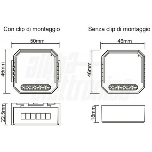 DIMMER ALPHA Smart taglio di fase 220-240Vac per lampade LED - Controllo tramite App Wi-Fi e pulsante - Da incasso