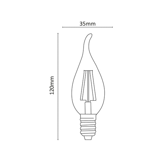 LAMPADINA FIAMMA A FILAMENTO LED 230V 4W 360° NATURALE E14 - AP35T3N