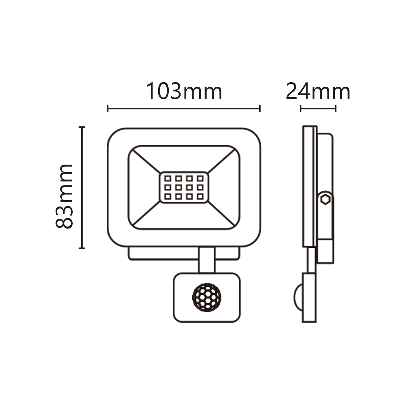 PROIETTORE LED 230V 10W 850lm 4000K con PIR