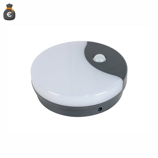 PLAFONIERA LED IP54 CCT 12W 960lm ROTONDA GRIGIA+SENSORE