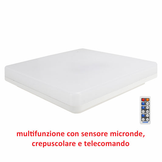 PLAFONIERA QUADRA LED CCT 24W SENS. MICRONDE + TELECOMANDO