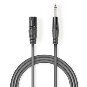 CAVO AUDIO BILANCIATO XLR A 3 PIN MASCHIO, 6,35 MM MASSCHIO, PLACCATO NICKEL, 5.00 m , Grigio Scuro
