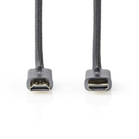 CAVO HDMI AD ALTISSIMA VELOCITA' - CONNETTORE HDMI- CONNETTORE HDMI - 8K@60Hz - 48 Gbps - 1,00 m - Tondo - 6,3 millimetri - Antracite / Grigio canna di fucile