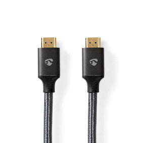 CAVO HDMI AD ALTISSIMA VELOCITA' - CONNETTORE HDMI- CONNETTORE HDMI - 8K@60Hz - 48 Gbps - 1,00 m - Tondo - 6,3 millimetri - Antracite / Grigio canna di fucile